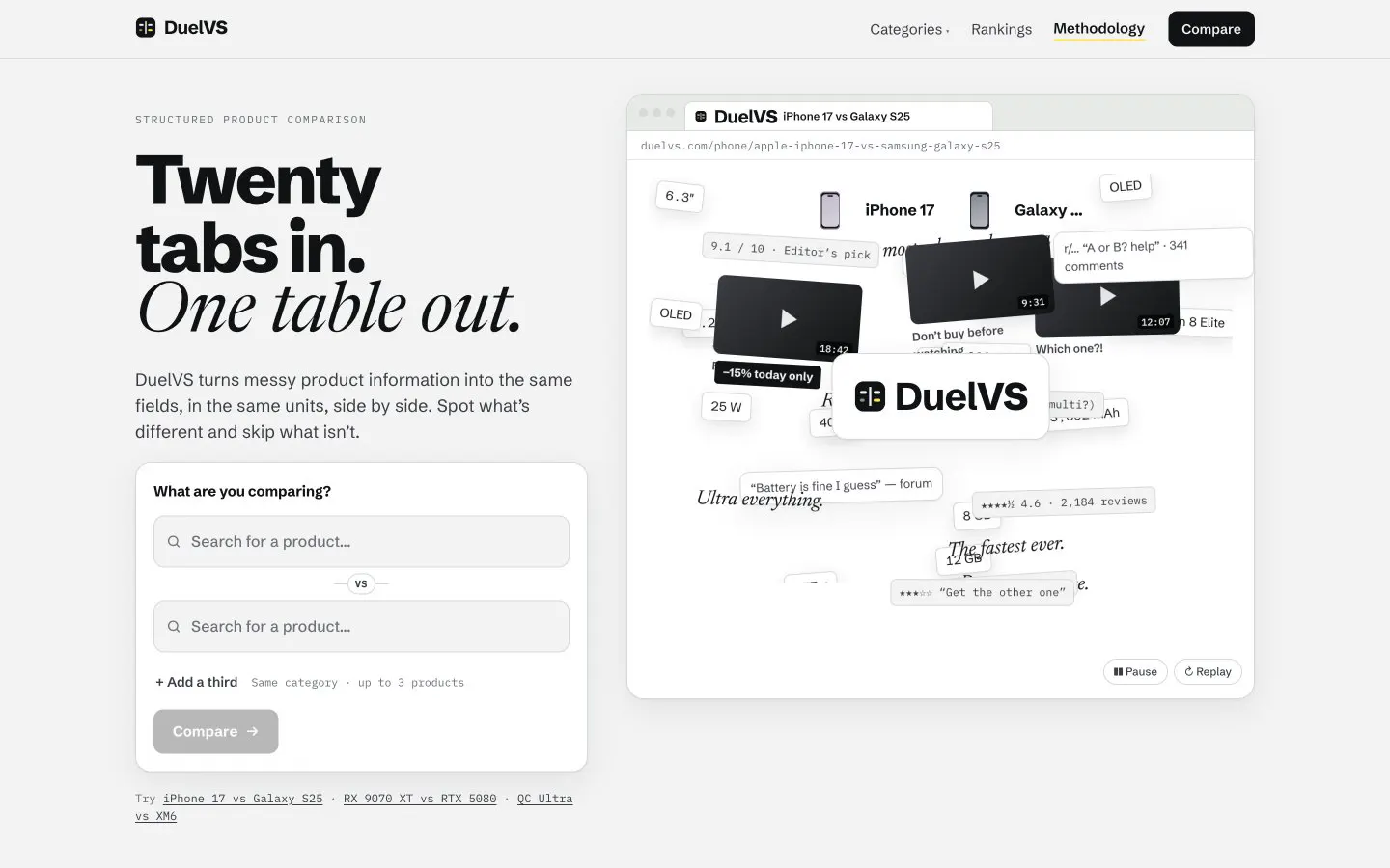 DuelVS: my redesign website, screen recording